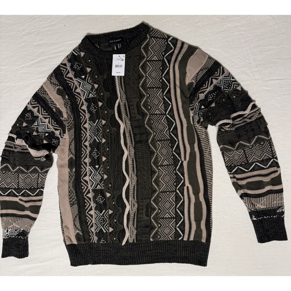 Cotton On Garments Coogi Style 3D Knit Sweater Mens S Crewneck Pullover